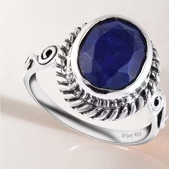 Artisan Crafted Lapis Lazuli 3.00 ctw Solitaire Ring in Sterling Silver 9 - Picture 11 of 13